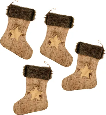 Obrázek produktu pro Santa bota k vyplnění korkového vzhledu - sada 4 kusů - vánoční ponožka Santa punčocha