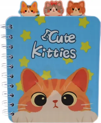 Produktbild von Notizbuch für Kinder A6 - Spiralblock mit Katzen Motiv - Kleines Tagebuch & Malbuch - Geschenk