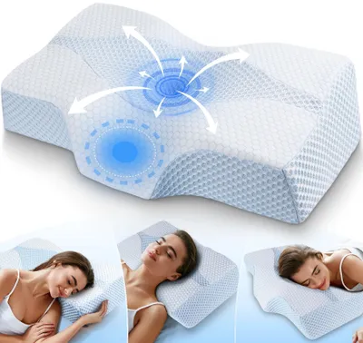 Obrázok produktu pre Ergonomický vankúš z viskoelastickej peny - 2 výšky - vankúš na podporu krku