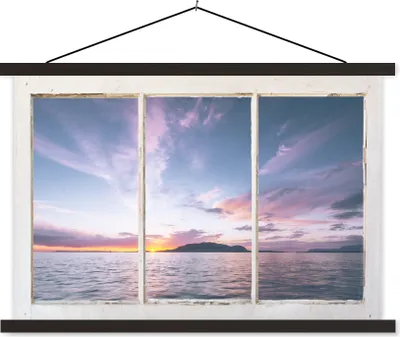 Produktbild von MuchoWow® Textilposter Aussicht - Insel - Meer 60x40 cm mit schwarzem Rahmen - Hölzernes