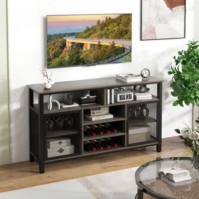 Immagine prodotto di Mobiletto da cucina - Credenza - Mobiletto bar - Cantinetta per vino - Mobiletto contenitore - Spazio per 8 bottiglie - Portabicchieri per 6 file