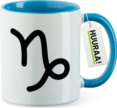 Produktbild von Huuraa Kaffeetasse Steinbock Sternzeichen Zeichen 330ml Blau Keramik Kaffeebecher Geschenkidee