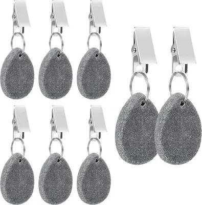 Imagen del producto de Pesas para manteles de mármol natural, juego de 8 unidades, con clips, para uso en exteriores