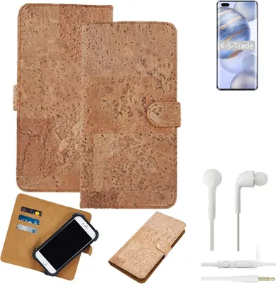 Produktbild von K-S-Trade Hülle kompatibel mit Huawei Honor 30 Pro+ + in ear Kopfhörer Kork Handyhülle Cover  Schutzhülle TPU Case Bumper in Hellbraun, (1x)