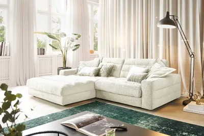 Produktbild von KAWOLA Sofa LANA Ecksofa Cord cremeweiß Recamiere links