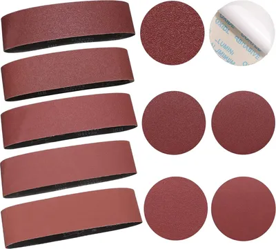 Produktbild von Schleifbänder und Schleifpapier- Schleifband 100X915mm (2x60/80/120/240/320)& Selbstklebenden Schleifscheiben Ø 150 mm(3X80/100/120/180/240/400)| 28 Teiliges Band und Tellerschleifer Set