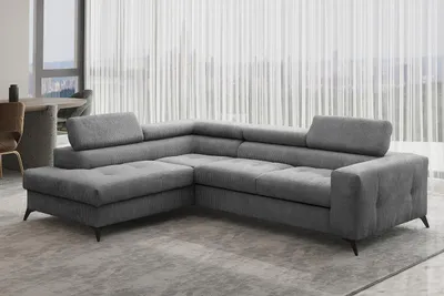 Produktbild von Kaiser Möbel Ecksofa mit schlaffunktion und bettkasten, Sofa L-form, Couch L-form Arcadi Dicker Cord Dunkelgrau Links