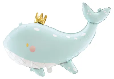 Folieballon Walvis mit Krone, 93 x 60 cm, Blau