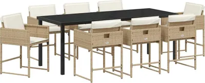 Image de vidaXL Ensemble de jardin 9 pcs Beige Poly-Rotin