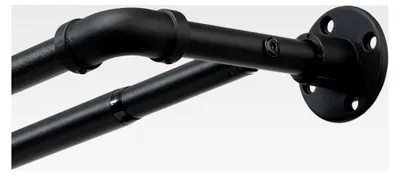 Produktbild von Industrielle doppelte Vorhangstange für Fenster, 25mm Durchmesser, verstellbare schwarze Teleskopstange für Wohnzimmer und Glasschiebetüren, 78-348cm