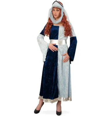 Produktbild von Mittelalter Damenkostüm – Burgfräulein Kleid Blau mit Gürtel & Kopfband (42)