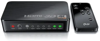 Produktbild von CSL - HDMI 2.0 Verteiler 4k 60Hz - 5 Port Switch mit Fernbedienung - 2.0b Ultra HD 4096x2160 3840x2160 - HDR - 3D Ready - HDCP - 48 Bit Deep Color - automatische Umschaltung - Alu Schwarz
