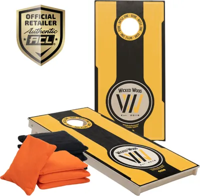 Produktbild von Cornhole Set – 120 x 60 cm – Wicked Wood – Battle Zone Design – UV-Druck direkt auf Holz (100%) – Offizielle ACL-Empfehlung – Enthält 2 x 4 Taschen – Für Indoor & Outdoor