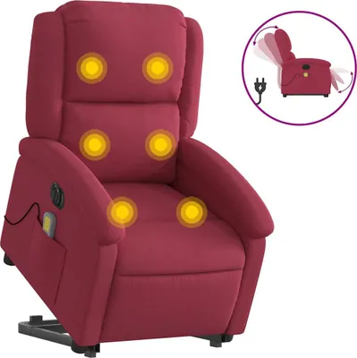 Produktbild von vidaXL Massagesessel mit Aufstehhilfe Elektrisch Weinrot Samt