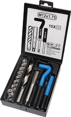 Produktbild von CCLIFE Gewinde Reparatur Satz Gewindeeinsätze Gewindehülse M5 M6 M8 M10 M12 M14 M16 HSS, Größe:M12 X 1.75 | 10tlg Einsätze