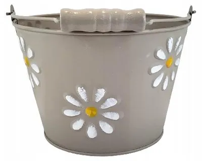 Produktbild von Dakls Metall-Blumentopf mit Blumenmuster, Beige, 11,5 cm