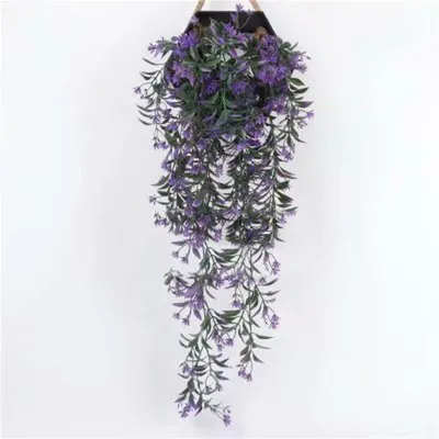 Produktbild von 2 Stk Künstliche Ivy Vine|Künstliche Aufhängen Vine|Kunstpflanze Efeu|Wanddekoration Efeuranke|Hängende Rebe|Hängend Hängepflanzen Für Draussen Balkon Topf Hochzeit Garten Deko|Lila