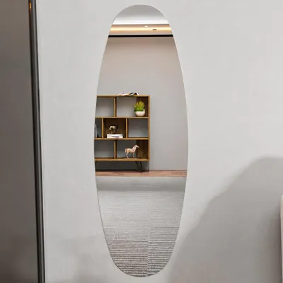 Produktbild von Ovaler Wandspiegel Ganzkörperspiegel Spark mit schwarzem Rahmen, transparent, 40x120 cm, 9147