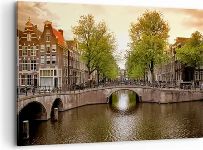 Produktbild von Bild auf Leinwand - Leinwandbild - Kanal Wasser Amsterdam Fahrrad - 100x70cm - Wand Bild - Wanddeko - Leinwanddruck - Bilder - Kunstdruck - Wanddekoration - Leinwand bilder - Wandkunst - AA100x70-2697