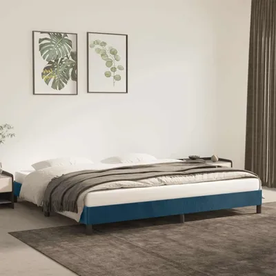 Produktbild von vidaXL Bettgestell ohne Matratze Dunkelblau 200x200 cm Samt