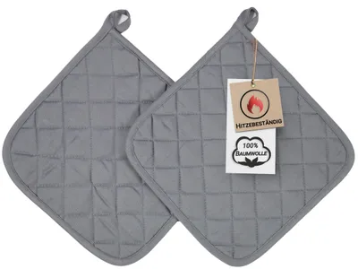 Produktbild von 2er Set Topflappen aus Baumwolle, 24x24 cm, grau