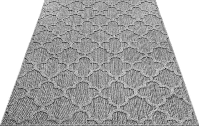 Produktbild von Outdoor Teppich Wetterfest 160x230 Rechteck Grau für Camping Garten oder innen Skandinavisches Design aus Polypropylen