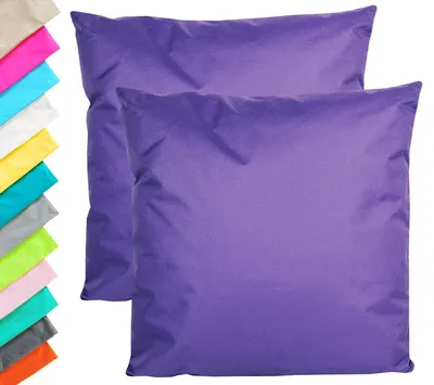 Produktbild von JACK 2er Set Outdoor Kissenhülle Kissenbezug 45x45cm Wasserfest Sitzkissen Lounge Kissen Garten Stuhl Lotus Effekt, Farbe:Lila