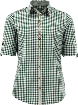Produktbild von OS Trachten Flosa Bluse 1/1 Arm Damen (Khaki/Schlamm) Größe 36