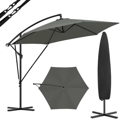 Produktbild von Sonnenschirm - Gartenschirm - 310 cm Durchmesser - Kurbel - Neigbar - Wasserdicht - UV-Schutz - Dunkelgrau