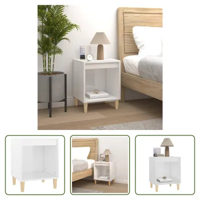 Image de The Living Store Table de chevet blanc brillant 40x35x50 cm bois composite