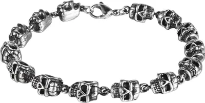 Produktbild von Uni-Armband mit Totenkopf-Anhänger, Vintage-Punk-Stil, Karabinerverschluss, Legierung, hochglanzpoliert, Gothic-Armband, Halloween, Cosplay, Partys