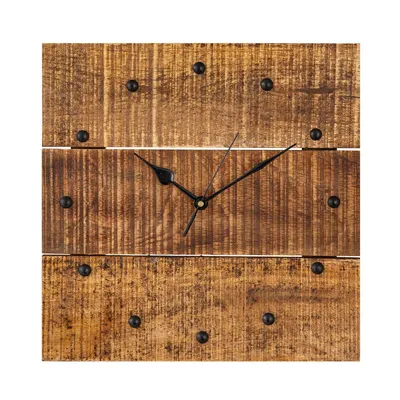 Produktbild von Wanduhr Holzuhr Wohnzimmer lautlos quadratisch aus Mangoholz massiv