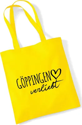 Produktbild von Huuraa Jutebeutel Göppingen verliebt 10 Liter Yellow Baumwolle Tasche Geschenkidee