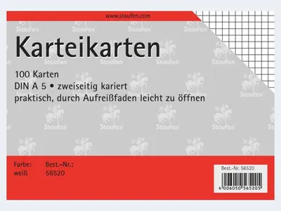 Produktbild von Karteikarten A5/100 weiß kariert