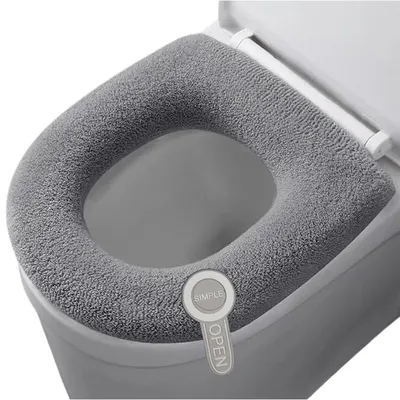 Obrázok produktu pre INF Poťah WC sedadla 2 ks Elastan prateľný s úchytom 33x33x1.5cm teplý Šedá