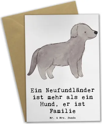 Produktbild von Mr. & Mrs. Panda babykarte Neufundländer Familie - Weiß - Geschenk, Hund, einladungskarten, weihnachtskarten, Wasserrettungshund, loyal, Hunderassen Beschreibung