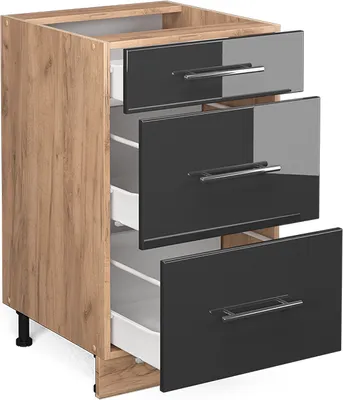Produktbild von Küchenunterschrank Vicco Fame-Line Anthrazit Hochglanz 50 cm , AP Anthrazit, Model 46208