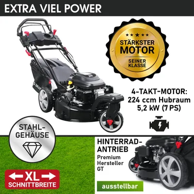 Produktbild von BRAST Benzin Rasenmäher Trike mit Antrieb | 5,2kW(7PS) | Elektrostart | 53cm Schnittbreite | viele Modelle | 4 Takt OHV Motor | 30-80mm Schnitthöhe | 60L Fangkorb | Stahlgehäuse | ESTART