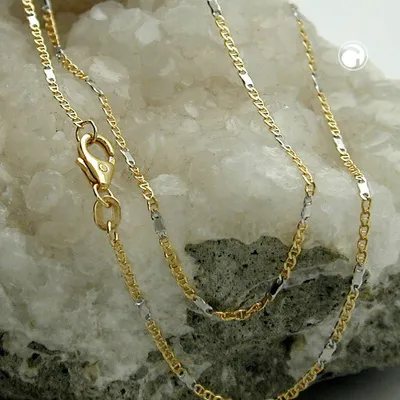 Produktbild von Kette 1,4mm Stegpanzer bicolor 14Kt GOLD 50cm