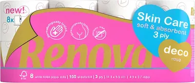Produktbild von Renova Rose Toilettenpapier 8 Rollen 150 Blätter 3-lagig