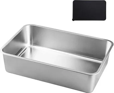 Produktbild von Famanu Katzentoilette aus Edelstahl - Geruchsneutral, leicht zu reinigen - 60 x 40 x 15 cm