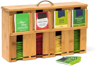 Produktbild von Famanu Teekiste Bamboe mit 4 Fächern - Natur