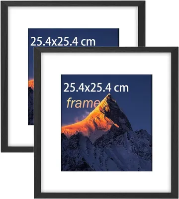 Image de Ensemble de cadres photo en bois, dimensions 25,5 x 25,5 cm, couleur noire, avec passe-partout et plaque en plastique, pour la maison