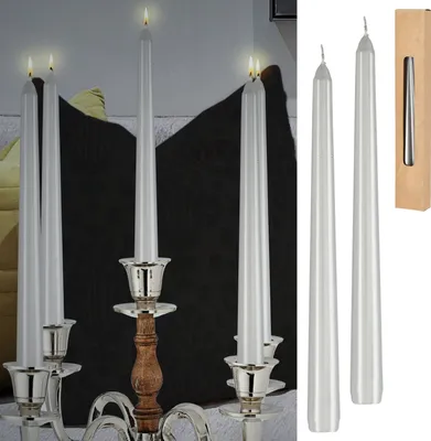 Produktbild von Stabkerze 2er Set silber 2x25cm Paraffin Dekokerze Kerze glänzend Spitzkerze Leuchterkerzen Wachskerze Echtwachs