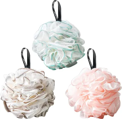 Produktbild von 3 Stück Masche Schäumend Duschschwamm Körper für Damen & Herren | 50 g Weicher Badeschwämme, Netz-Pouf Loofah, Duschschwamm Bunt, Leicht Schäumend,für Reinigen, Körperpeeling, Massage