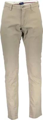 Obrázek produktu pro Pánské kalhoty slim-fit béžové barvy: Stylové kalhoty s úzkými nohavicemi a 4 kapsami