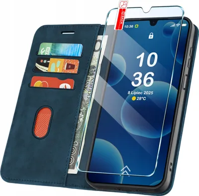 Zdjęcie produktu dla ETUI Z KLAPKĄ do Samsung A17 5G Zamykane Magnetyczne Skórzane + Szkło 9H