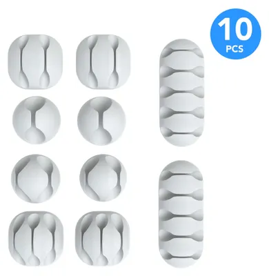 Produktbild von EAZY CASE 10x Kabelclips zur Kabelbefestigung, Verschiedene Größen, elastisch & selbstklebend, Kabel Befestigungsclips, Kabelhalter für Kabelmanagement, flexibel, Weiß