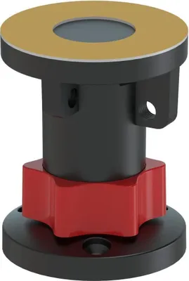 A 3D rendering of a self-adhesive support foot for shower trays.