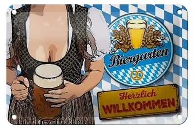 Produktbild von Blechschild Spruch 18x12cm Biergarten Willkommen Bayern